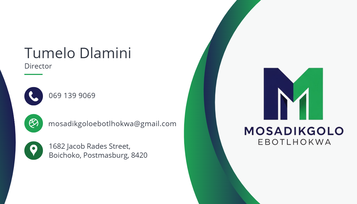 Mosadikgolo Ebotlhokwa business card